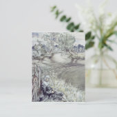 アーサー・ラッカム 『フライフィッシングを楽しむイザック・ウォルトン』 ポストカード (スタンド正面)