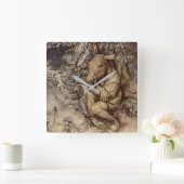 アーサー·ラッカム『ボトムとティターニア』 スクエア壁時計 (ホーム)