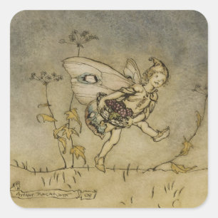 アーサー・ラッカム A Midsuのイラストレーション Fairy スクエアシール