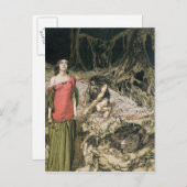 アーサー・ラッカム | The Wooing of Grimhilde，蛾 ポストカード (正面/裏面)