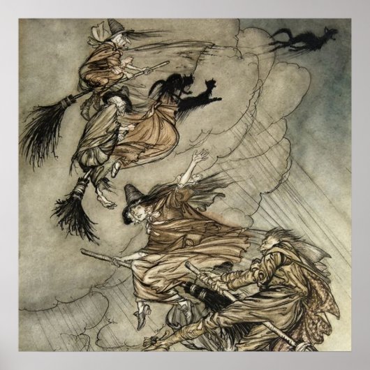 アーサー・ラックムによる4人の魔女「煙突を上げ」 ポスター (正面)