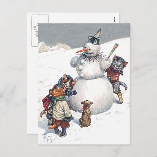 アーサーThiele -子ネコの演劇のかくれんぼ シーズンポストカード (正面/裏面)