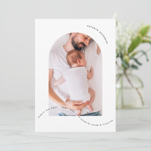 アーシンプルチ生まれたばかりのー写真コラージュベビー誕生 案内状 (スタンド正面)