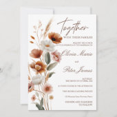 アースィーなテラコッタ ボーホー 水彩 結婚式 招待状 (正面)