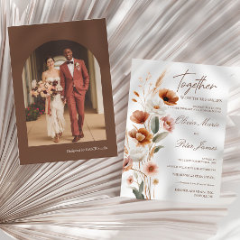 アースィーなテラコッタ ボーホー 水彩 結婚式 招待状