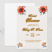 アースィーな水彩花柄のウェディングシャワーの招待状 招待状 (正面/裏面)