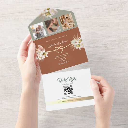 アースィーな秋のウェディング オールインワン招待状 (貼ってはがせる)