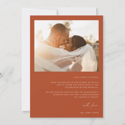 アースィーな秋の花のウェディングフォト サンキューカード (裏面)