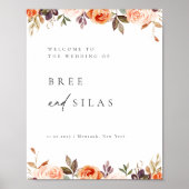 アースィーな秋の花のウェディング歓迎 ポスター (正面)