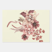 アースィーな秋の花 水彩画 クリーム背景 ラッピングペーパーシート (正面2)