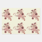 アースィーな秋の花 水彩画 クリーム背景 ラッピングペーパーシート (正面)