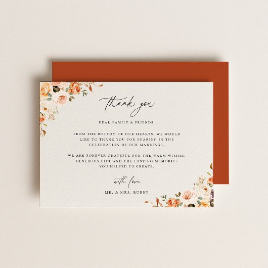 アースィーオータム フローラル サンキューカード