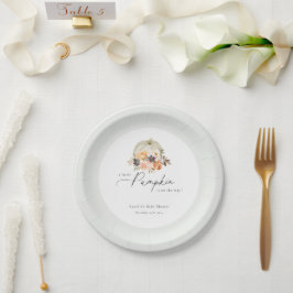 アースィーオートム フローラル パンプキン ベイビー シャワー ペーパープレート