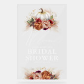 アースィーフローラルパンプキン ウェディングシャワーウェルカム アクリルサイン (正面)