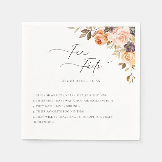 アースィー オータム フローラル ファン ファクト スタンダードカクテルナプキン (正面)