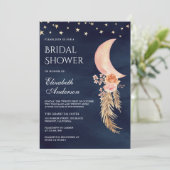 アースィー フローラル クレセント ムーン ネイビー ブライダル シャワー 招待状 (スタンド正面)
