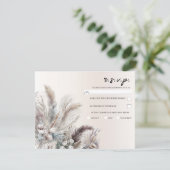 アースィー ボヘミアン フラワー フェザー ウェディング RSVP 招待状 (スタンド正面)