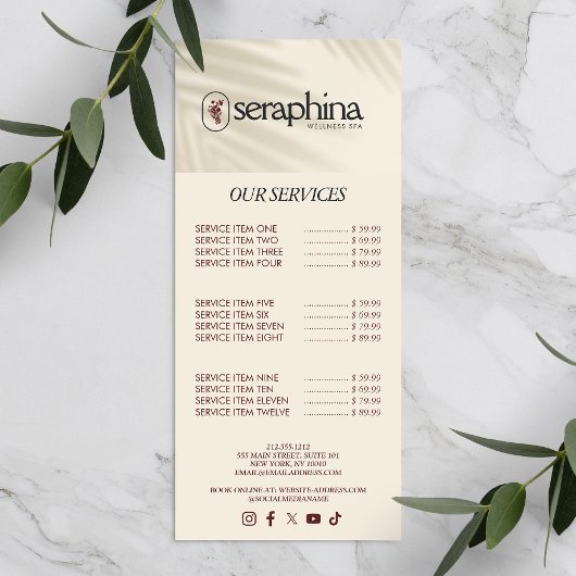 アースィ エレガンス ロゴ ビューティー、ウェルネス、スパ アイボリー ラックカード