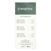 アースィ・エレガンス ロゴ ビューティー、ウェルネス、スパ セージ ラックカード (正面)