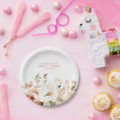 アースィ ボタニカル ダスティ ローズ フローラル ブライダル シャワー ペーパープレート (パーティー)