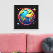 アースインカラフル宇宙キャンバスウォールアート キャンバスプリント (インサイチュ (リビング))