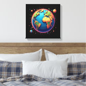 アースインカラフル宇宙キャンバスウォールアート キャンバスプリント (インサイチュ (寝室))