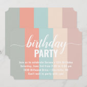 アースカラーとソフトな色合いのパレット 誕生日 招待状 (正面/裏面)