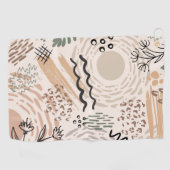 アースカラーと抽象芸術シェイプの装飾 ゴルフタオル (横)