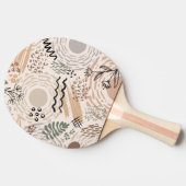 アースカラーと抽象芸術シェイプの装飾 卓球ラケット (横)