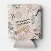 アースカラーと抽象芸術シェイプの装飾 缶クーラー (裏面)