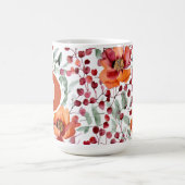 アースカラーと秋の花のモノグラム コーヒーマグカップ (中央)
