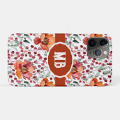 アースカラーと秋の花のモノグラム Case-Mate iPhoneケース (裏面(横))