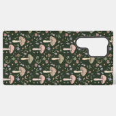アースカラーのオリーブグリーンの菌類のシームレス パターン 田舎風 SAMSUNG GALAXYケース (裏面横)