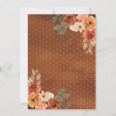 アースカラーのオレンジ色の花のデザインが特徴の、秋の結婚式の招待状テンプレート 招待状 (裏面)