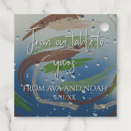 アースカラーのグリーン、ブラウン、ベージュの筆跡 フェイバータグ