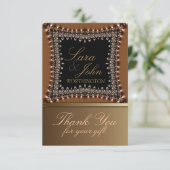 アースカラーのゴールド感謝カード 招待状 (スタンド正面)