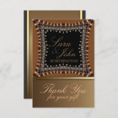 アースカラーのゴールド感謝カード 招待状 (正面/裏面)