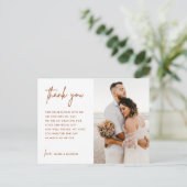 アースカラーのサビ色 ウェディング フォト ありがとう ポストカード (スタンド正面)