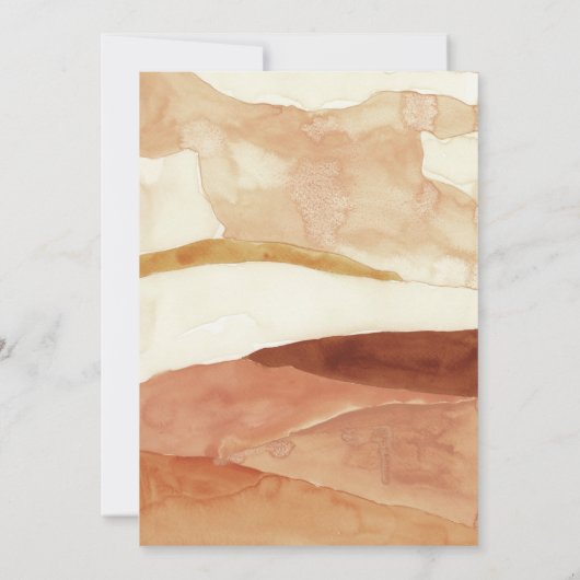 アースカラーのジェンダーニュートラルベイビーブランシュ 招待状 (裏面)