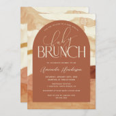 アースカラーのジェンダーニュートラルベイビーブランチ 招待状 (正面/裏面)