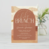 アースカラーのジェンダーニュートラルベイビーブランunch 招待状 (スタンド正面)