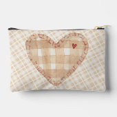 アースカラーのスコットランド柄 ビッグハート ブラウン ベージュ アクセサリーポーチ (裏面)