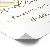 アースカラーのドライ パンパス グラス フラワー ウェディング ウェルカム ポスター (角)