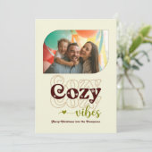 アースカラーのニュートラル コージーな雰囲気だけのクリスマス写真 シーズンカード (スタンド正面)