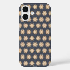 アースカラーのブラウンを使った対称的な線画 iPhone 16ケース