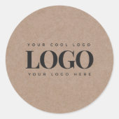 アースカラーのブラウンクラフト＆カスタムビジネスレクタングロロゴ ラウンドシール (正面)
