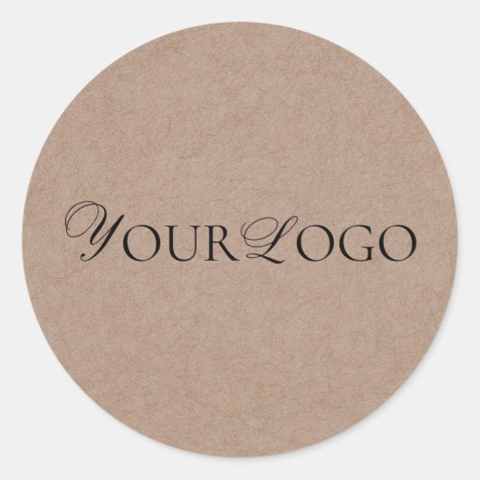 アースカラーのブラウンクラフト&カスタムロゴ 長方形ビジネスステッカー ラウンドシール (正面)