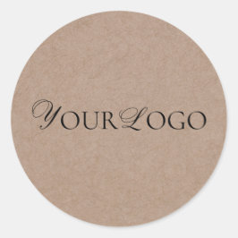 アースカラーのブラウンクラフト＆カスタムロゴ 長方形ビジネスステッカー ラウンドシール