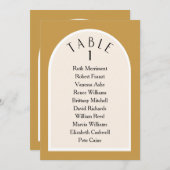 アースカラーのモダンなアーチ型テーブル番号の席次表 招待状 (正面/裏面)