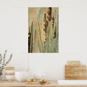 アースカラーのヴィンテージガマヤシの植物画 ポスター (キッチン)